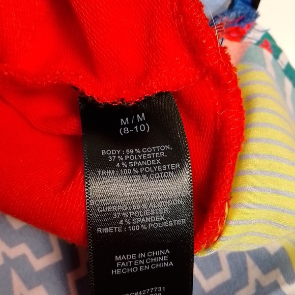 Mark. Red hoodie with layered look. Colorful faux undershirt size M Fun playful - Picture 4 of 5